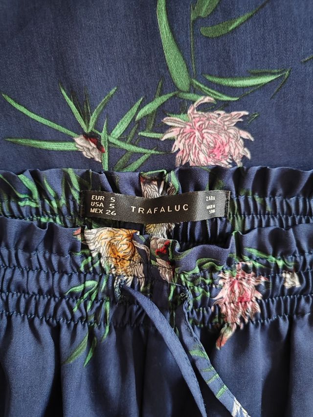 Pantaloni Zara blu notte con disegni