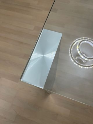 Mesa salón comedor de cristal con patas cromadas