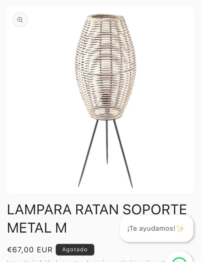 Lámpara ambiente ratán nueva