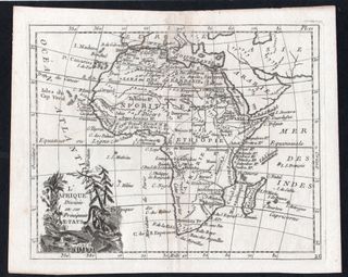 1786 CARTE GEOGRAPHIQUE L'AFRIQUE DIVISEE EN ETATS