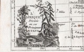 1786 CARTE GEOGRAPHIQUE L'AFRIQUE DIVISEE EN ETATS