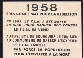TRACT PROPAGONDE GUERRE D'ALGERIE FLN ARGELIA 1958