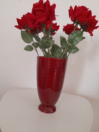 Jarron flores bordeus 