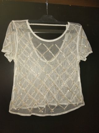 Blusas transparentes brillo beig