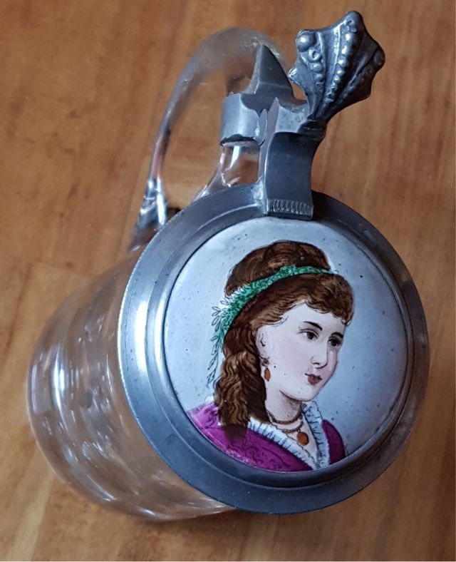 Chope biere boccale birra vintage porcellana vetro