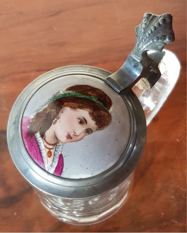 Chope biere boccale birra vintage porcellana vetro