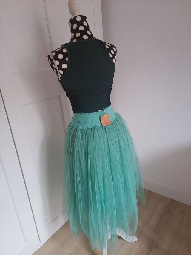 Falda de tul en color verde menta