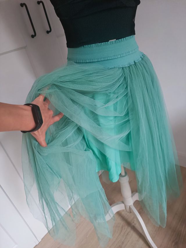 Falda de tul en color verde menta