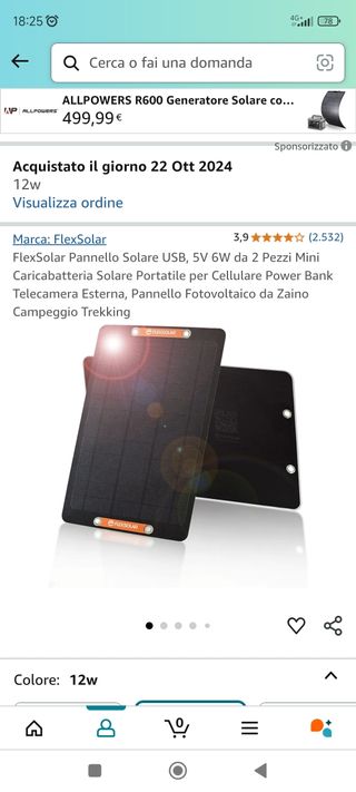 Pannello solare Flexsolar nuovo usb