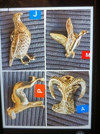 SET 4 INSIGNIAS PIN CAZA  FAUNA IBÉRICA 