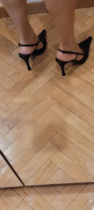Zapatos negros mule tacon
