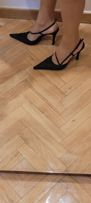 Zapatos negros mule tacon