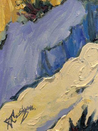 Cuadro estilo Van Gogh paisaje oleo pintado a mano