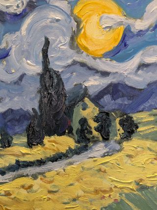 Cuadro estilo Van Gogh paisaje oleo pintado a mano