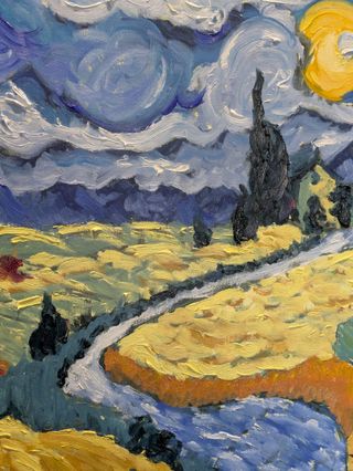 Cuadro estilo Van Gogh paisaje oleo pintado a mano