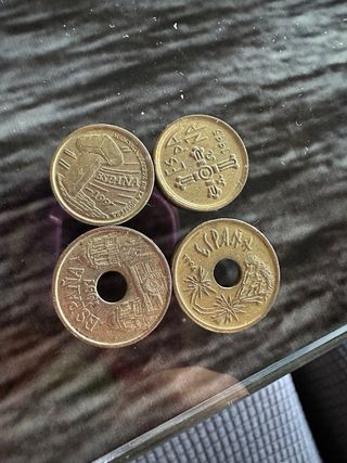 Monedas 5 y 25 pesetas 1994 1995 1997