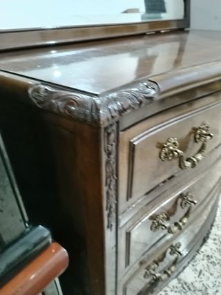 JUEGO CAJONERA TOCADOR CON ESPEJO Y MESA