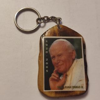 Llavero de madera con imagen del Papa Juan Pablo I