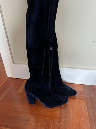 Botas altas zara terciopelo azul 38