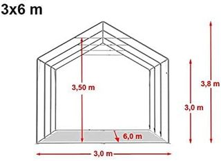 Carpa almacén 3x6 m Carpa Industrial con 3m de Alt