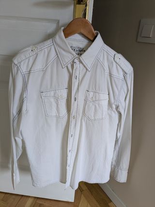 Camisa hombre blanca estilo vaquero