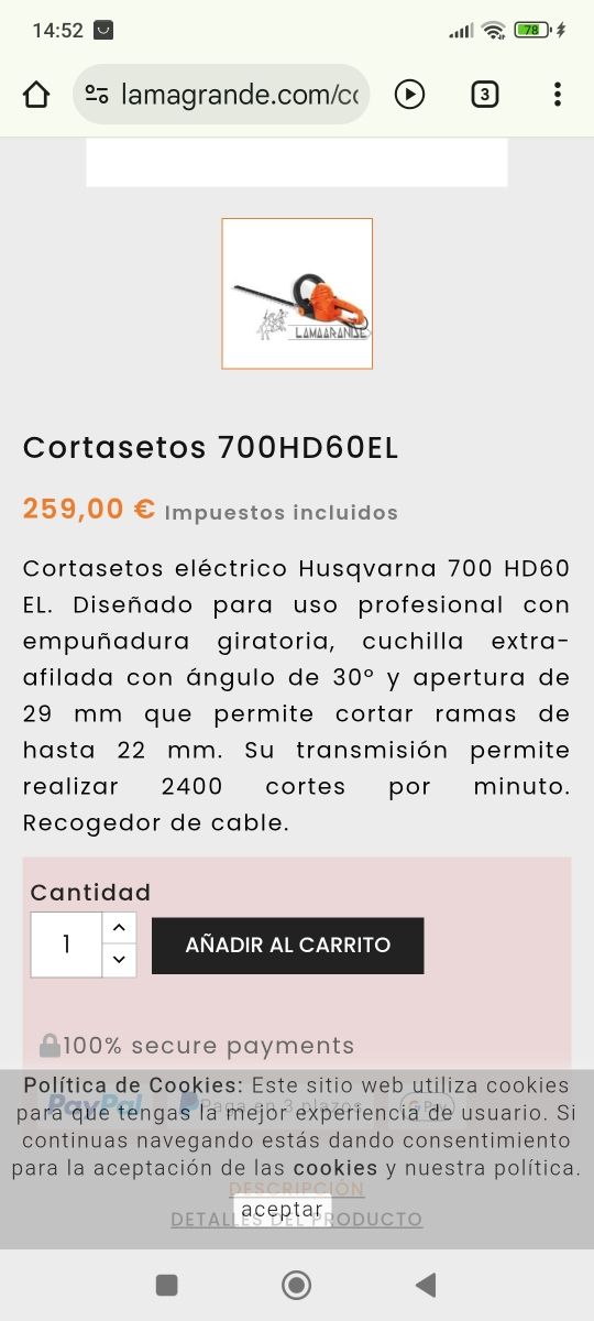 Cortasetos husqvarna 700HD60