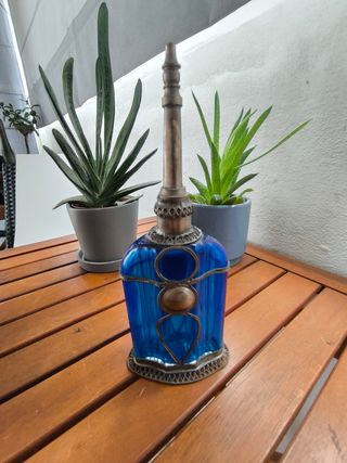 Garrafa de vidro decorativa