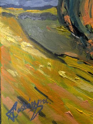 Cuadro estilo Van Gogh pintado a mano paisaje oleo
