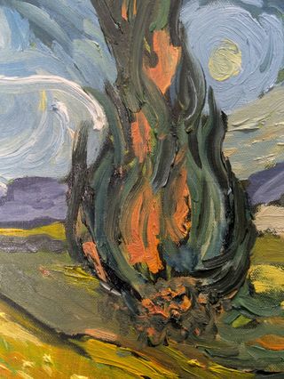 Cuadro estilo Van Gogh pintado a mano paisaje oleo