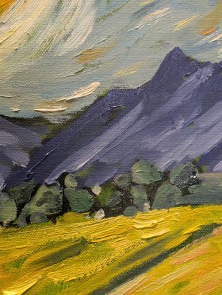 Cuadro estilo Van Gogh pintado a mano paisaje oleo