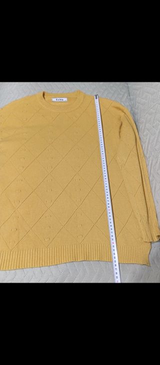 Jersey mujer lana manga larga en mostaza