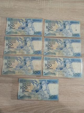 Lote de billetes 100 escudos Portugal