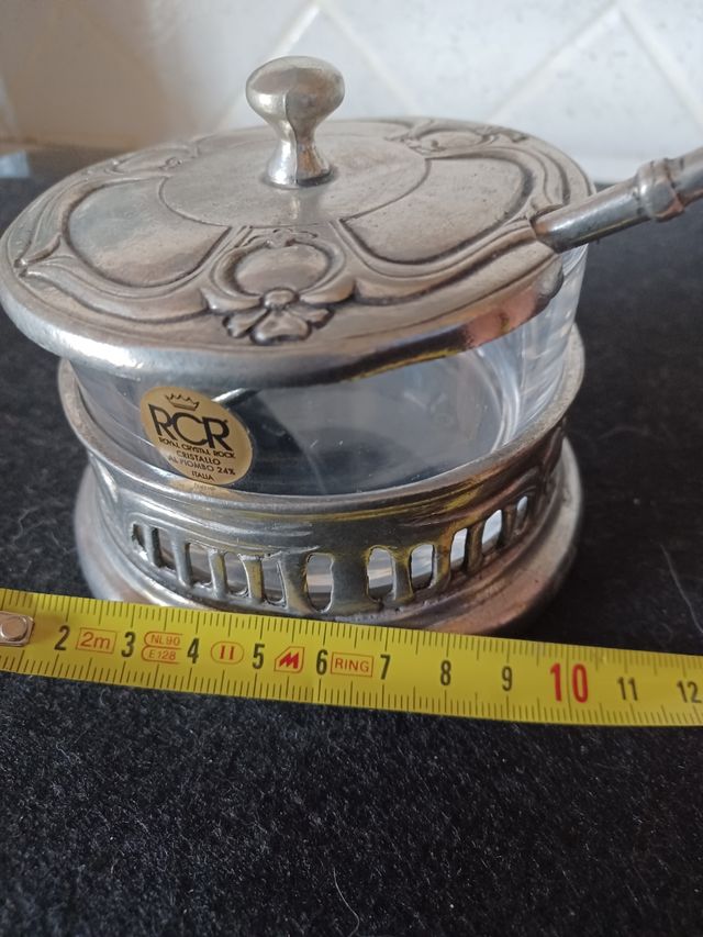 Formaggera peltro e cristallo