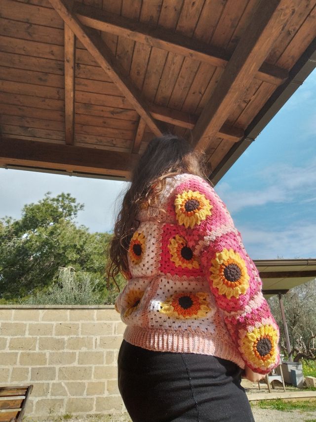 Giacca Cardigan uncinetto fatta a mano