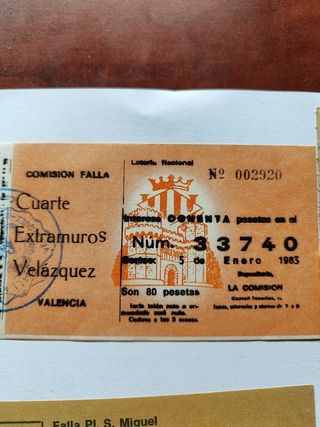 lotería Falla Cuarte Extramuros Velazq