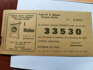 Lotería Falla Pl S Miguel Vicente Iborra