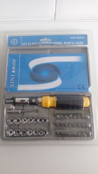Estuche destornillador, puntas y vasos