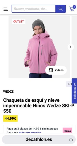 Chaqueta nieve niña 8 años rosa