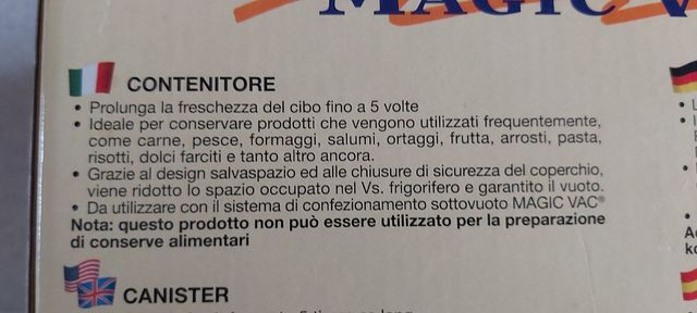 Contenitore per il sottovuoto