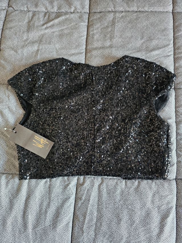 Coprispalle paillettes nero tg unica