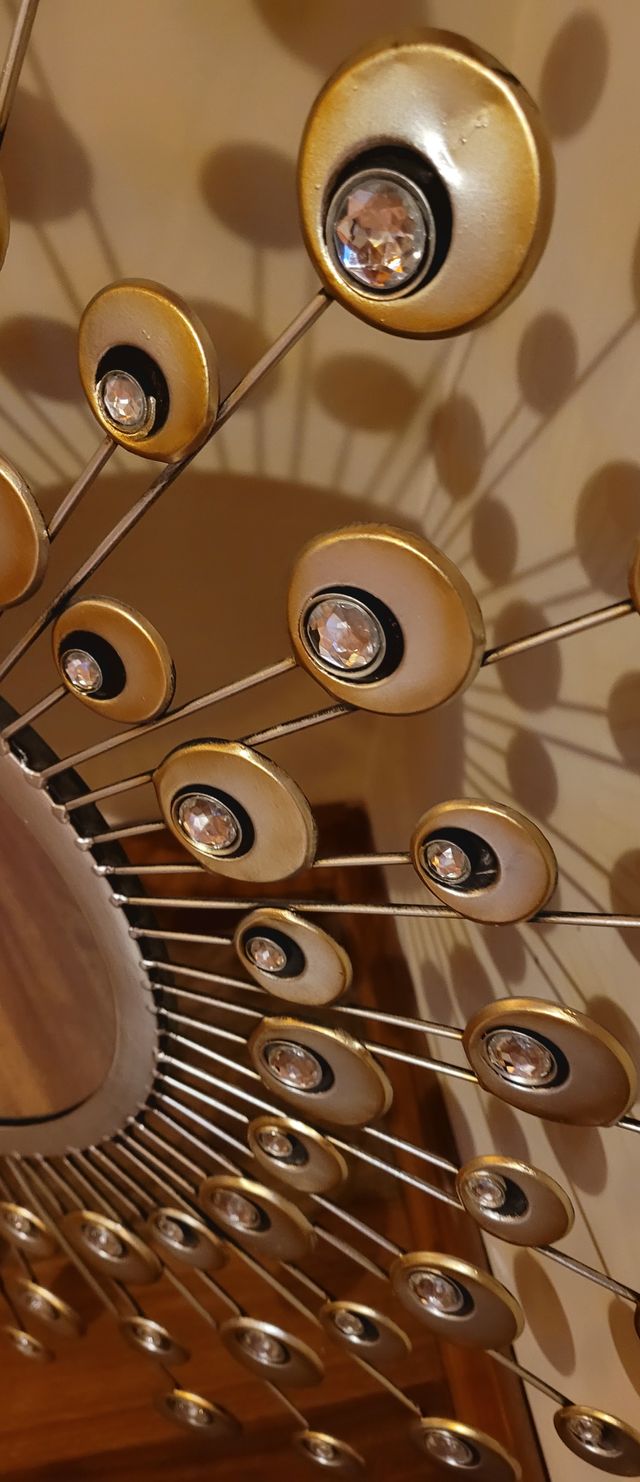 Espejo redondo pavo real