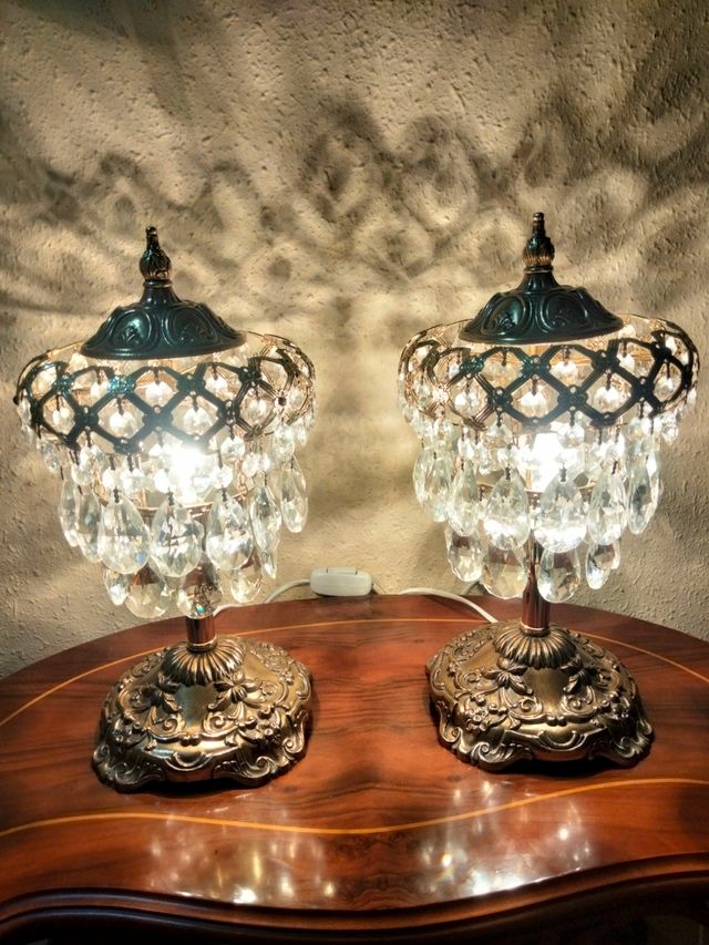 Magnifiche lampade in bronzo e cristallo stile Palazzo