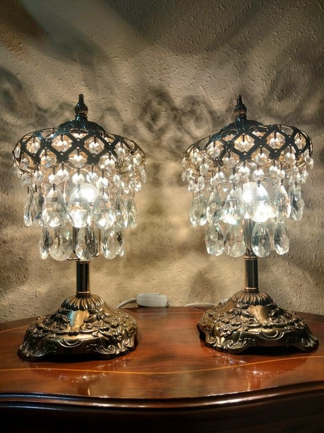 Magnifiche lampade in bronzo e cristallo stile Palazzo