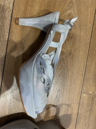 Zapatos fiesta mujer 37 plateados