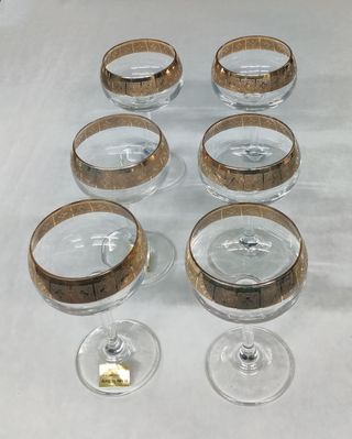 Set bicchieri vintage cristallo italiano bordo Oro