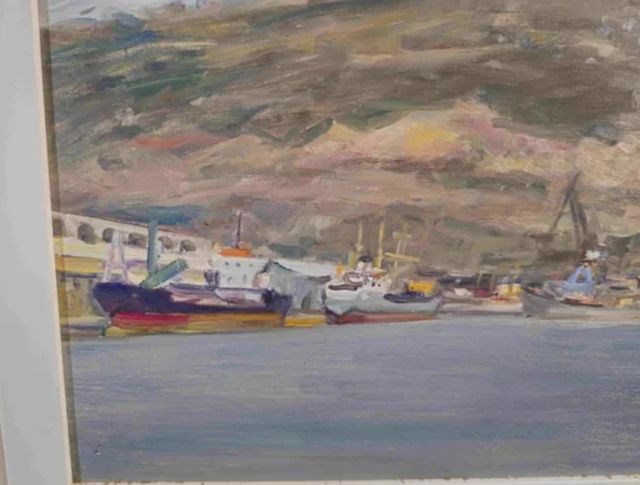 JOSEP POMES OLEO SOBRE TABLEX MARINA PUERTO