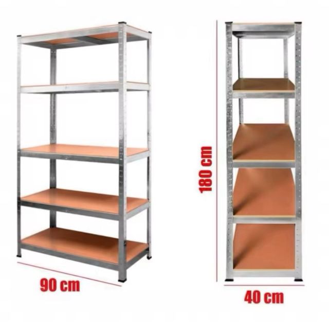 2 ripiani zincati con 5 ripiani. Nuovo.
