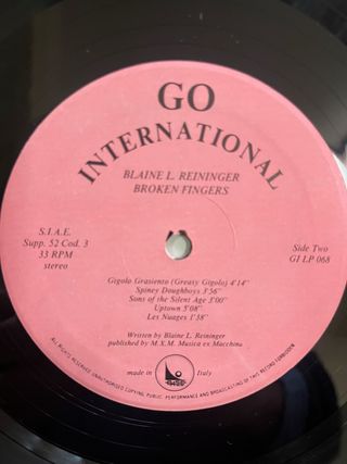 Blaine L. Reininger "Broken Fingers" disco vinile