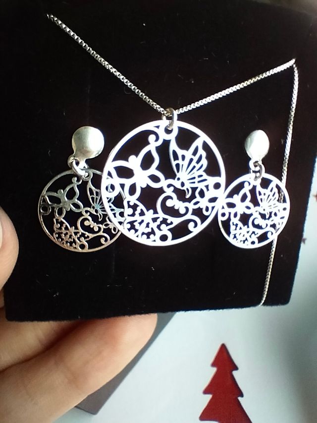 Conjunto pendientes y colgante plata
