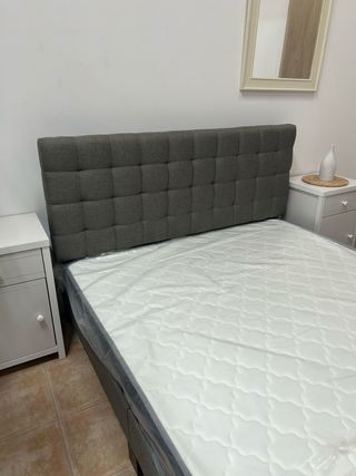 Cama Matrimonio 135x190 Gris + Cabecero ! 